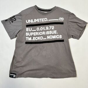 Ecko Unltd Y2K T-shirt Streetwear Superior Issue Eckonomics Rhino Gray Men Lrge